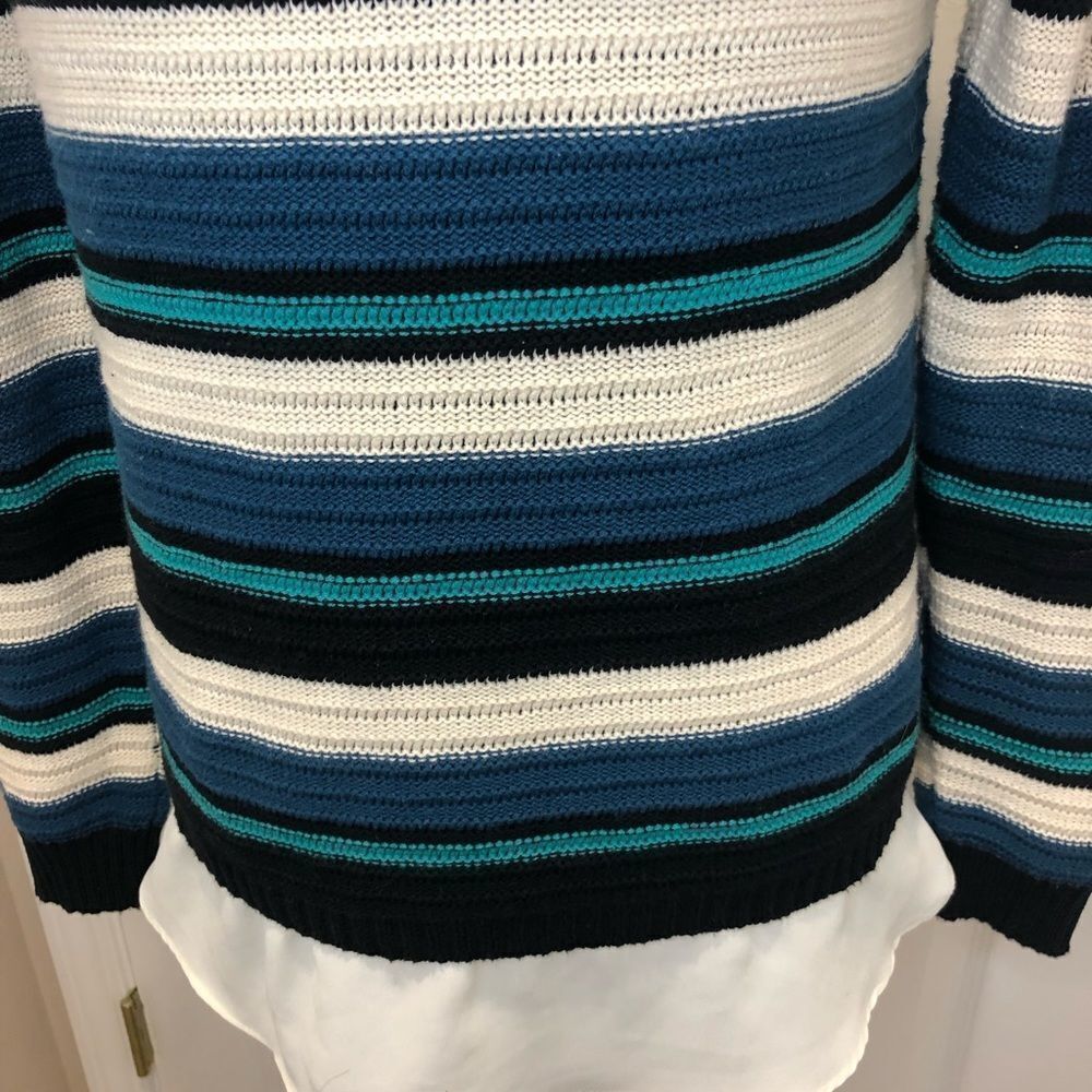 Skye’s The Limit petite v neck sweater with faux blouse bottom size small - Picture 3 of 8
